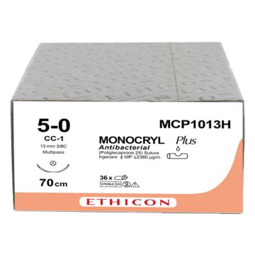 Fils de suture MONOCRYL™ Plus cercle 3/8 ∅ 5/0 13 mm- La boîte de 36 fils - ETHICON - ETHICON - 2797-BSI GROUP PAYS-BAS BV