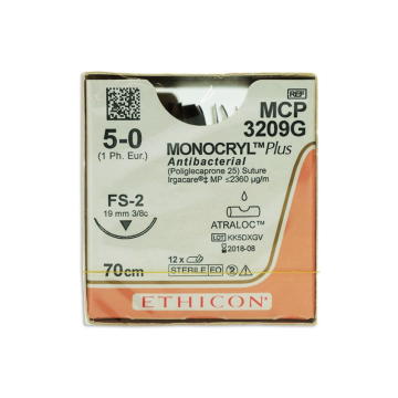Fils de suture MONOCRYL™ Plus cercle 3/8 ∅ 5/0 19 mm - La boîte de 12 fils - ETHICON - ETHICON - 2797-BSI GROUP PAYS-BAS BV