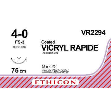 Fils de suture Vicryl Rapide cercle 3/8 ∅ 4/0 16 mm - La boîte de 36 fils - ETHICON - ETHICON LLC - 2797-BSI GROUP PAYS-BAS BV