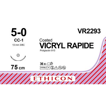 Fils de suture Vicryl Rapide cercle 3/8 ∅ 5/0 13 mm - La boîte de 36 fils - ETHICON - SUTURES VICRYL RAPIDE - ETHICON