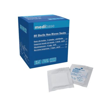 COMPRESSES NON TISSEES STERILES 7,5X7,5CM 4 PLIS MEDIBASE