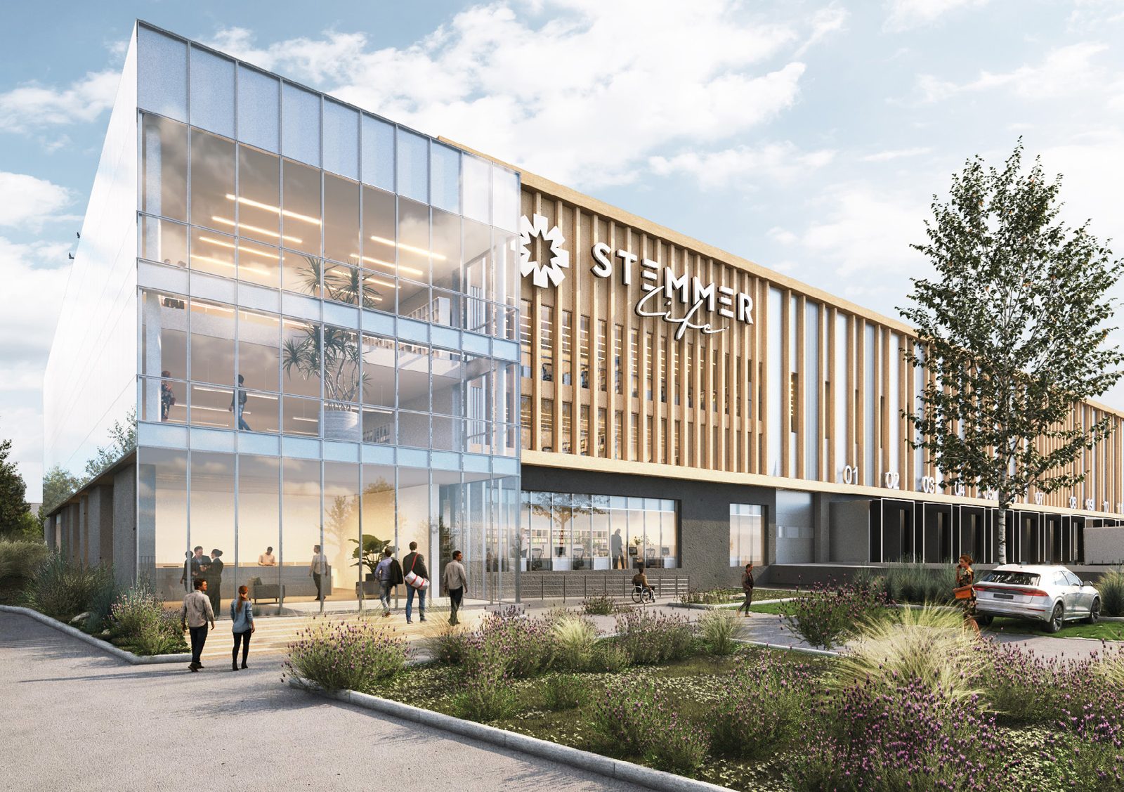 Entrée de la plateforme logistique Promodentaire, 2 rue des Treilles à Tremblay-en-France